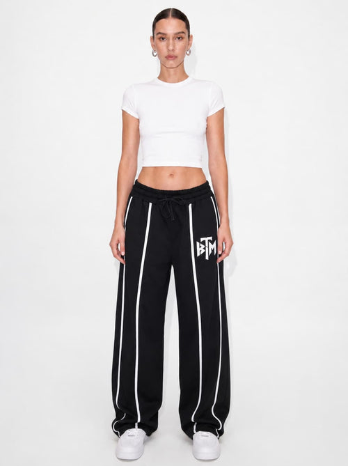 BLACK WIDE LEG SWEATPANTS