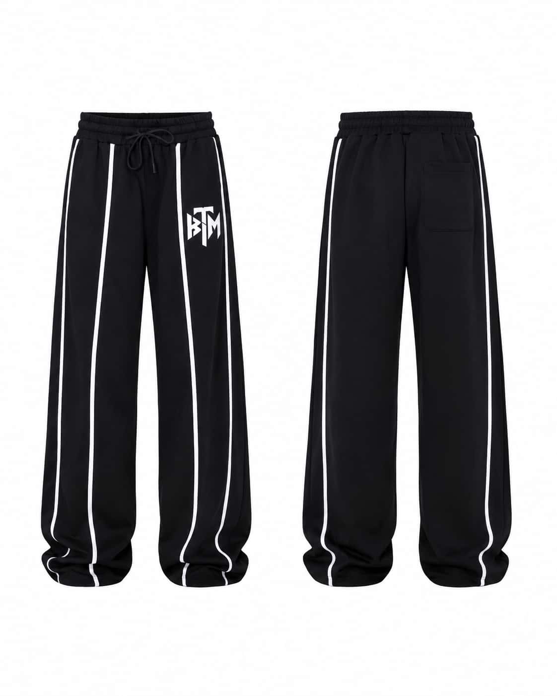 BLACK WIDE LEG SWEATPANTS