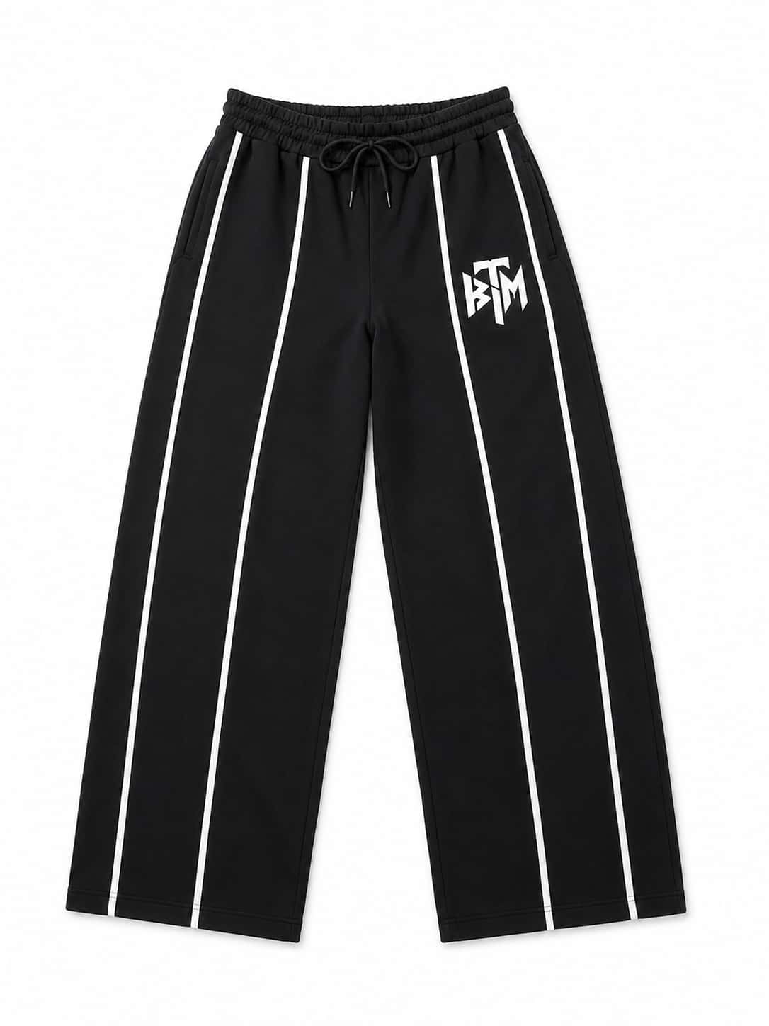 BLACK WIDE LEG SWEATPANTS